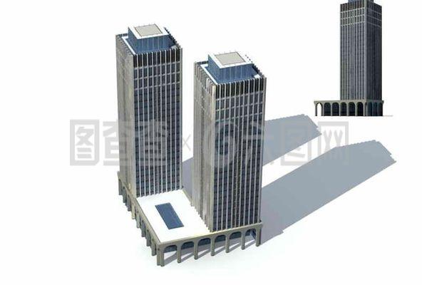 现代商业大厦带裙楼3D模型设计 图文详解